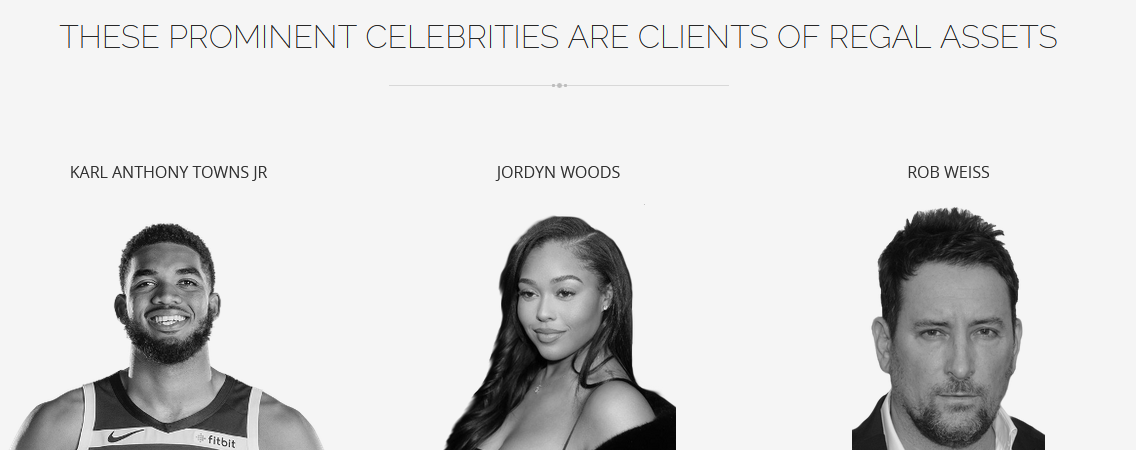 celebrity clients that use regal assets